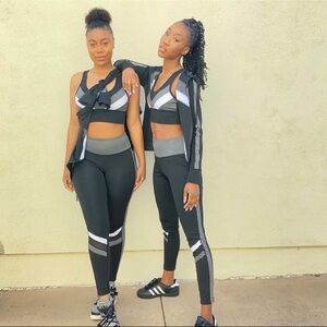 Stylish Black and Gray Women's Leggings Set